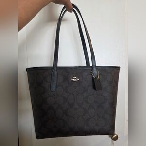 Coach Signature Brown and Black Tote